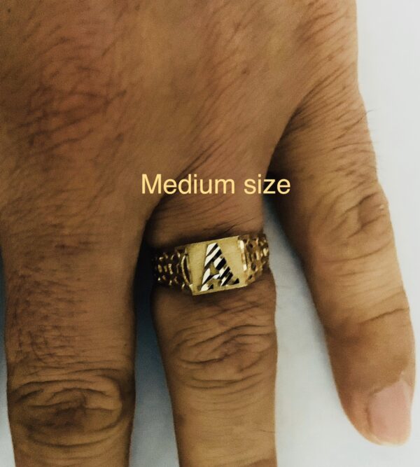 10K Medium size  square initial ring - Image 2