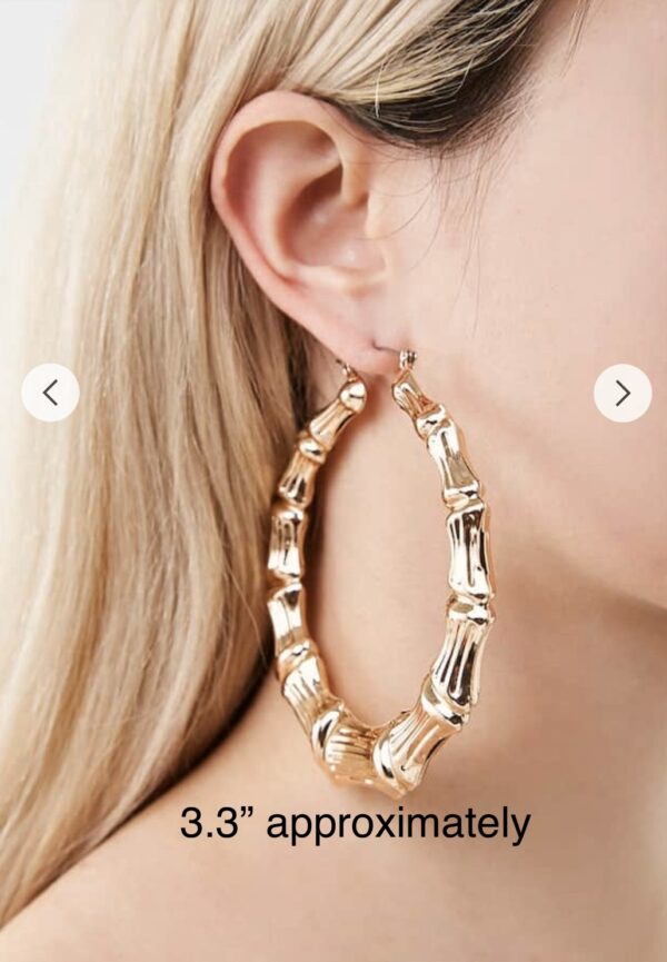 10K Gold Bamboo Earrings - Image 4