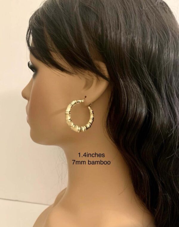 10K Gold Bamboo Earrings - Image 8