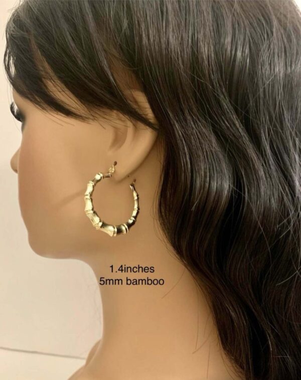 10K Gold Bamboo Earrings - Image 9