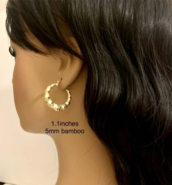 10K Gold Bamboo Earrings - Image 10