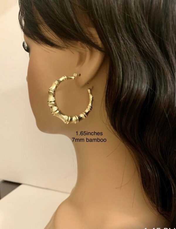 10K Gold Bamboo Earrings - Image 11