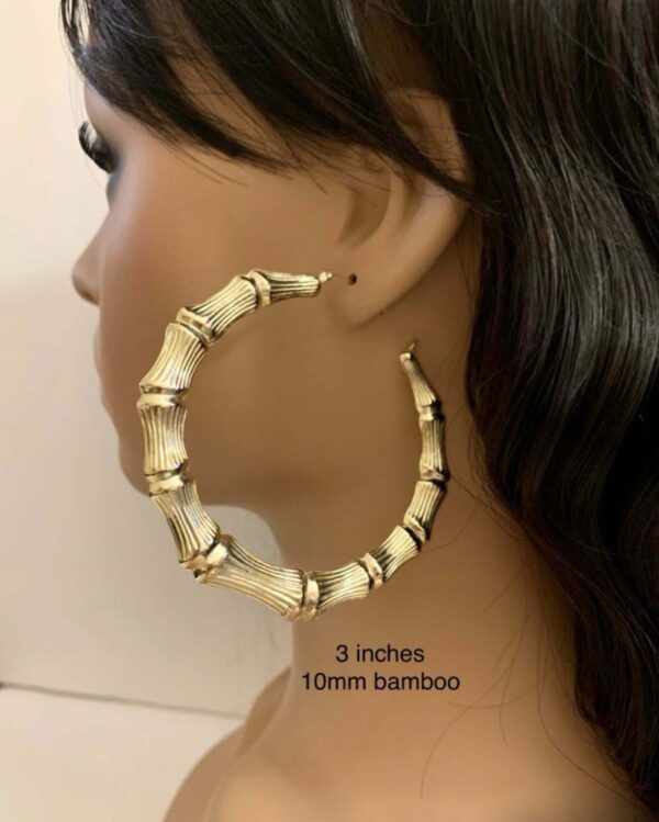 10K Gold Bamboo Earrings - Image 14