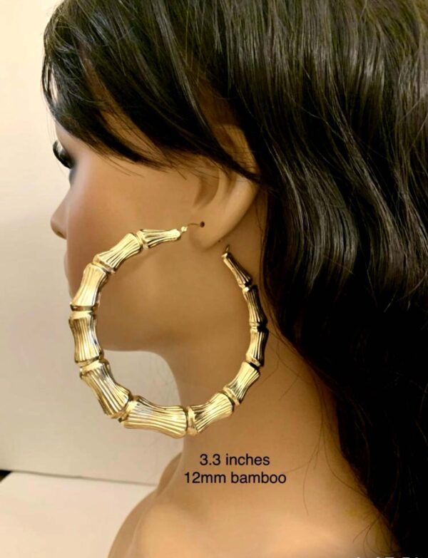10K Gold Bamboo Earrings - Image 15