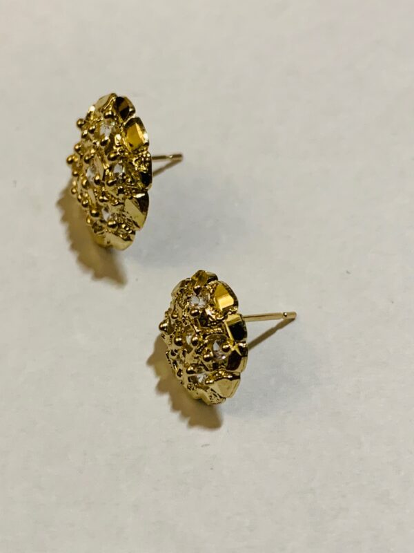 10K Gold Round Nugget with CZ - Image 3