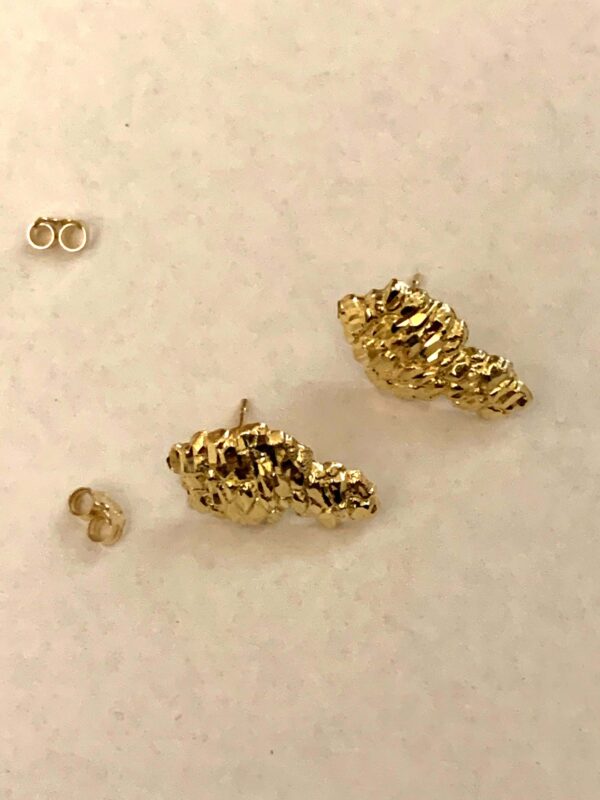 10K Gold Nugget Earring  2 sizes - Image 3