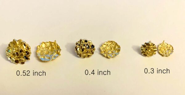 10k Gold round nugget earrings (4 sizes) - Image 2