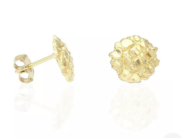 10k Gold round nugget earrings (4 sizes) - Image 6
