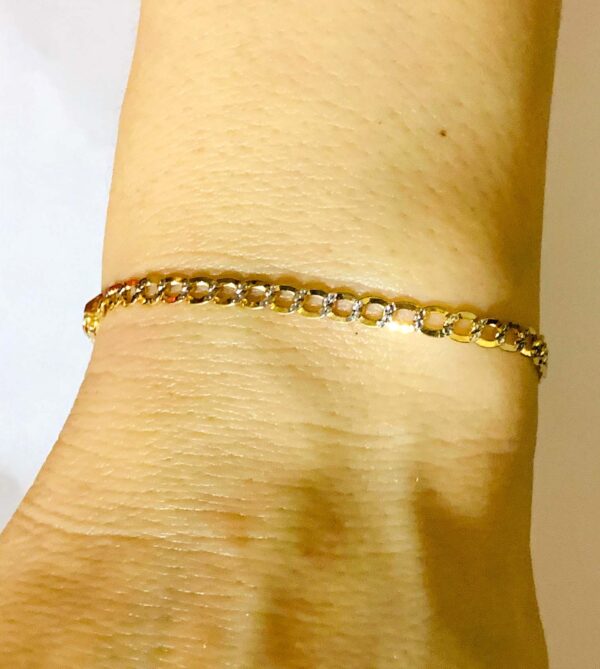 10K Hollow 2 tone (White/Yellow) Cuban bracelet (2 sizes)
