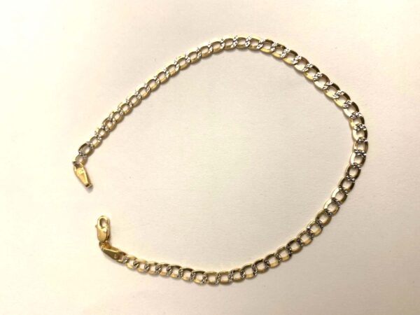 10K Hollow 2 tone (White/Yellow) Cuban bracelet (2 sizes) - Image 3