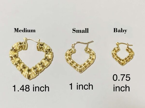 10K Heart Bamboo Earrings