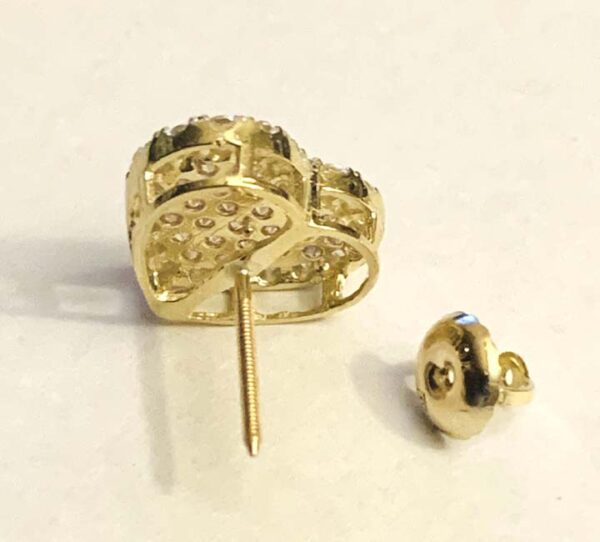 10K  Heart CZ Earring (Push or screw back) - Image 4