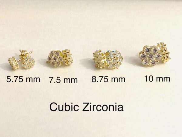 10K CZ Flower earrings - Image 2