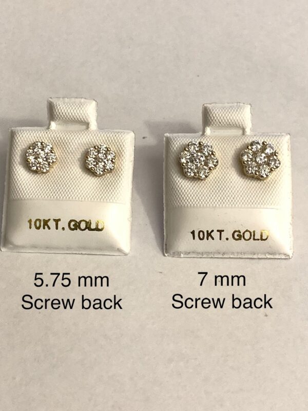 10K CZ Flower earrings - Image 5