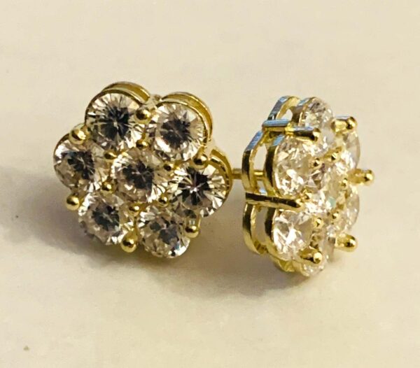 10K CZ Flower earrings