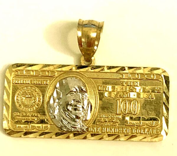 10K $100 Bill  pendant, Money Bag Pendants (pendant only) - Image 3
