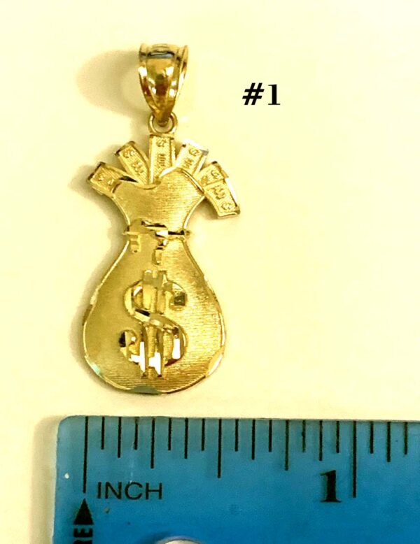 10K $100 Bill  pendant, Money Bag Pendants (pendant only) - Image 4