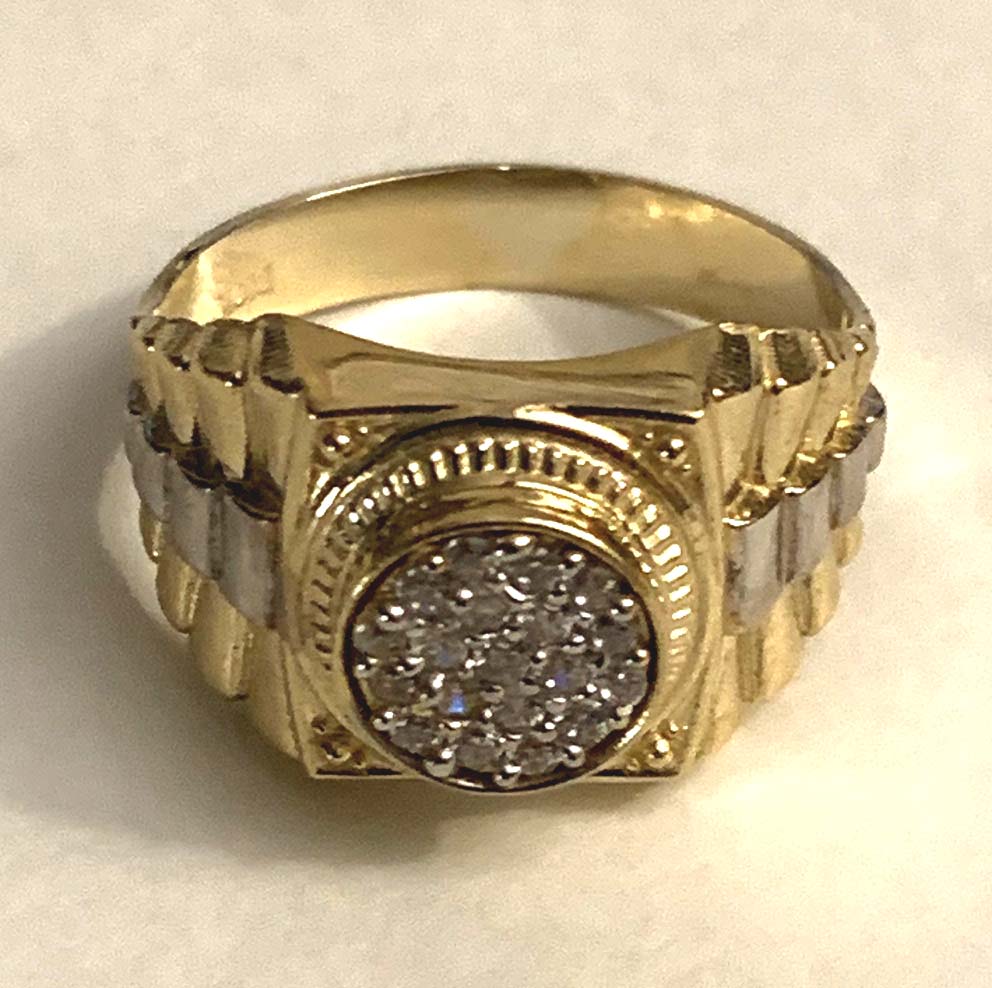 Diamond (0.50ctw) rolex style ring 14k yellow gold 7.8gr size 8.5 - Quinn's  Goldsmith