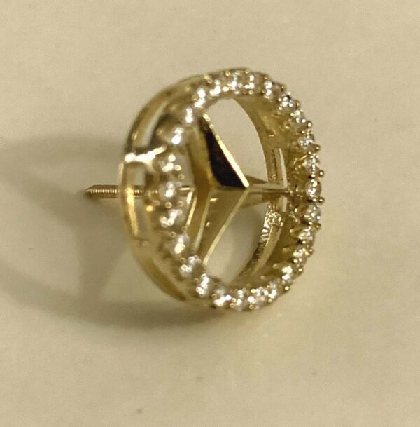 10K Benz Earrings with Cubic Zirconia (Approximate sizes) - Image 6
