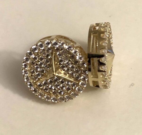 10K Benz Earrings with Cubic Zirconia (Approximate sizes) - Image 7