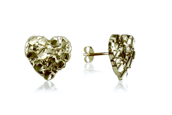 10K Heart Nugget Earrings - Image 3
