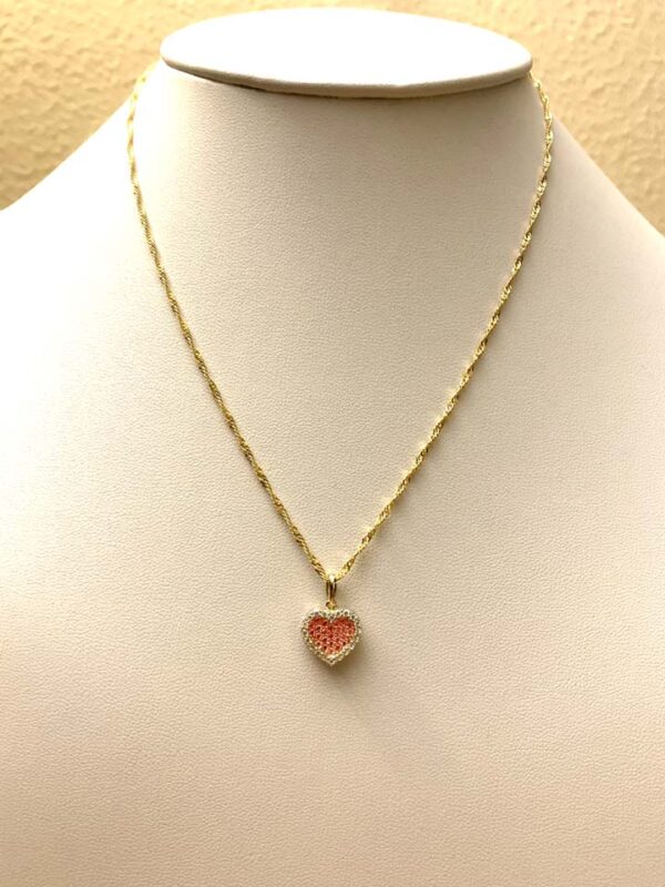 10K Pink Heart/Singapore chain - Image 3