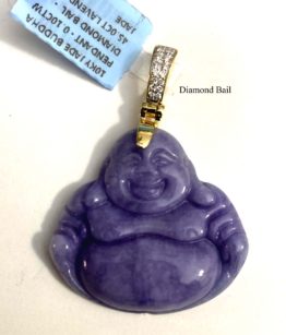 Purple Jade Buddha with 10K Diamond Bail