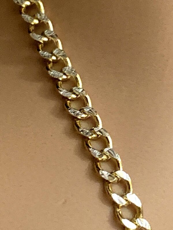 10K Butterfly pendant with  Hollow Cuban 2 tone chain 18" - Image 4