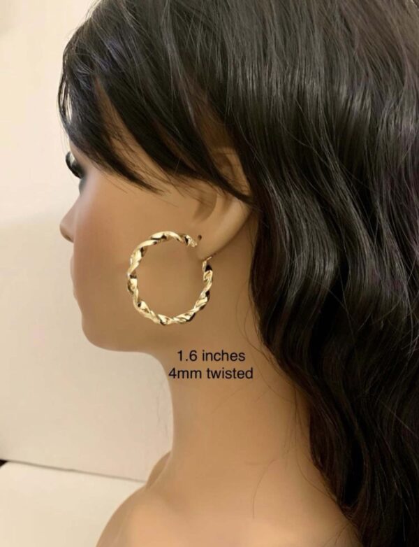 10K Hollow Twist Earrings - Image 4