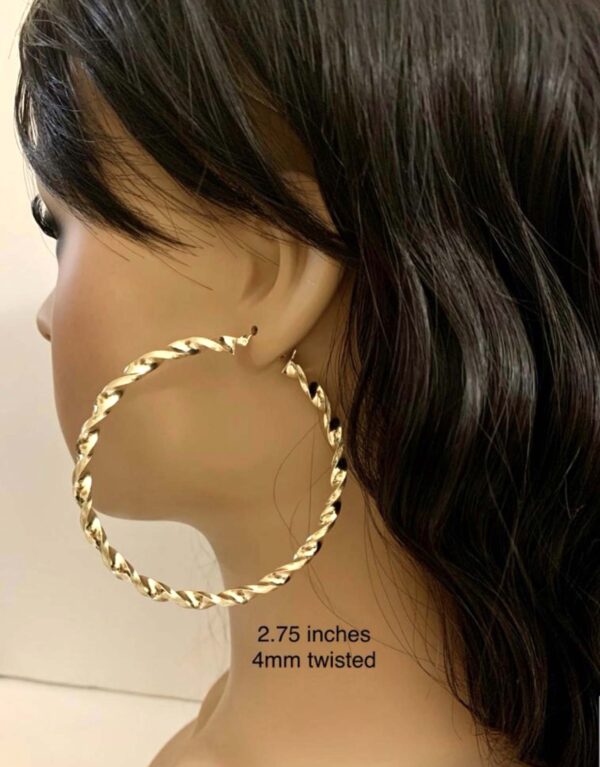 10K Hollow Twist Earrings - Image 2