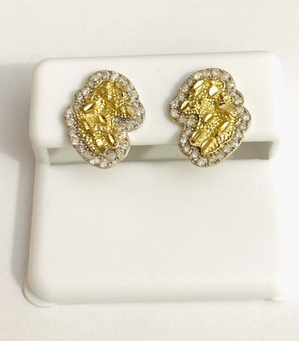 Diamond Nugget Earring 10K Gold screw back