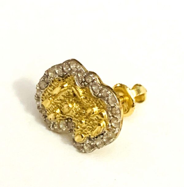 Diamond Nugget Earring 10K Gold screw back - Image 4