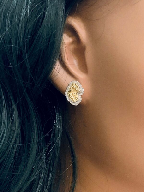 Diamond Nugget Earring 10K Gold screw back - Image 5