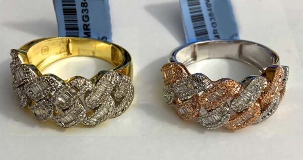 Baguette Diamond Cuban Ring, 10K Gold (approximate size 10)