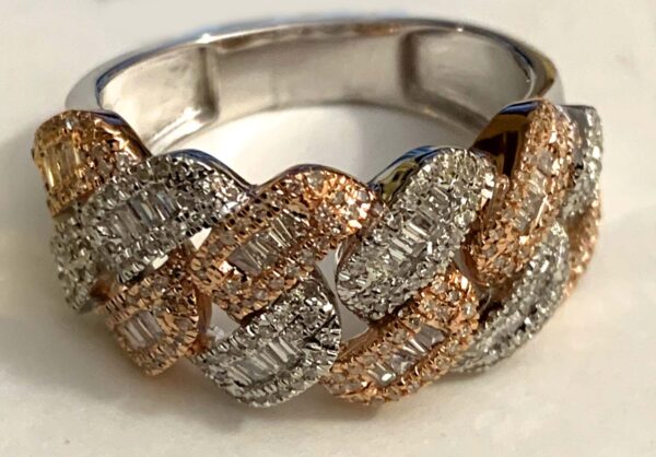 Baguette Diamond Cuban Ring, 10K Gold (approximate size 10) - Image 4