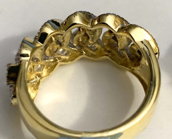 Baguette Diamond Cuban Ring, 10K Gold (approximate size 10) - Image 5