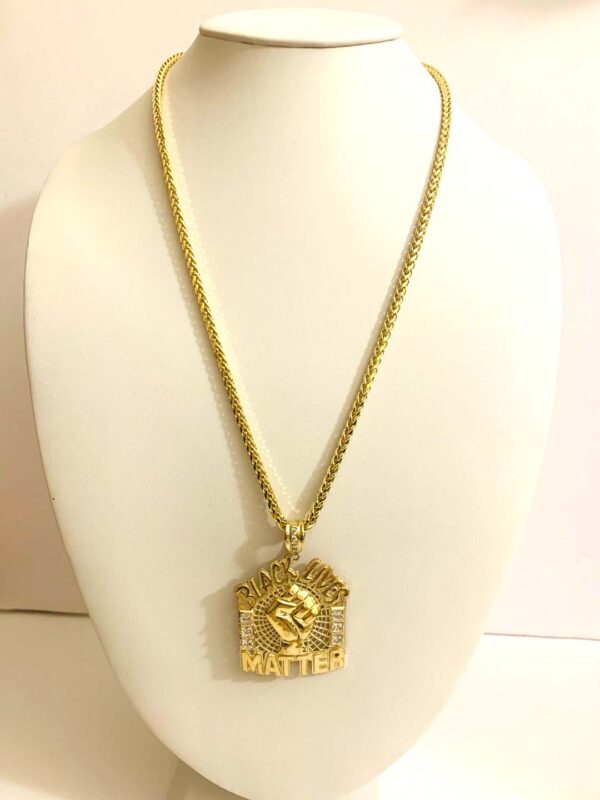 BLM pendant with Palm Tree chain. 4mm, 26" chain - Image 2
