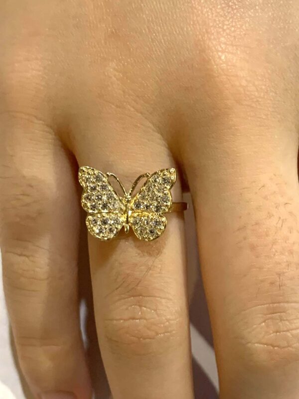 Butterfly ring with CZ stone