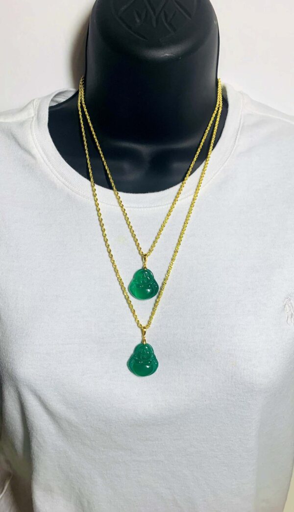 10K gold Jade Buddha with 10K Hollow rope chain 2.3mm (approximate) - Image 4