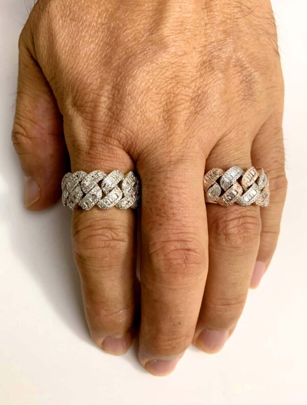 Baguette Diamond Cuban Ring, 10K Gold (approximate size 10) - Image 6
