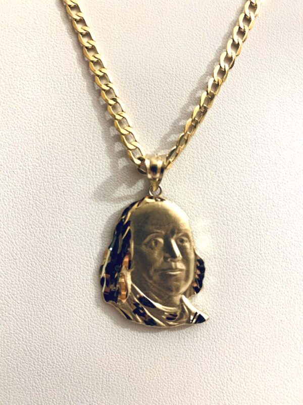 Benjamin charm with 3.5 mm Hollow Cuban Chain 22 inches