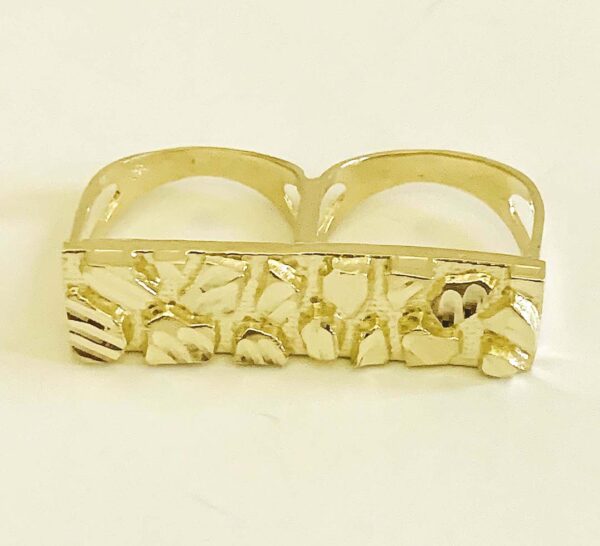 10K Gold Nugget 2 finger ring - Image 3