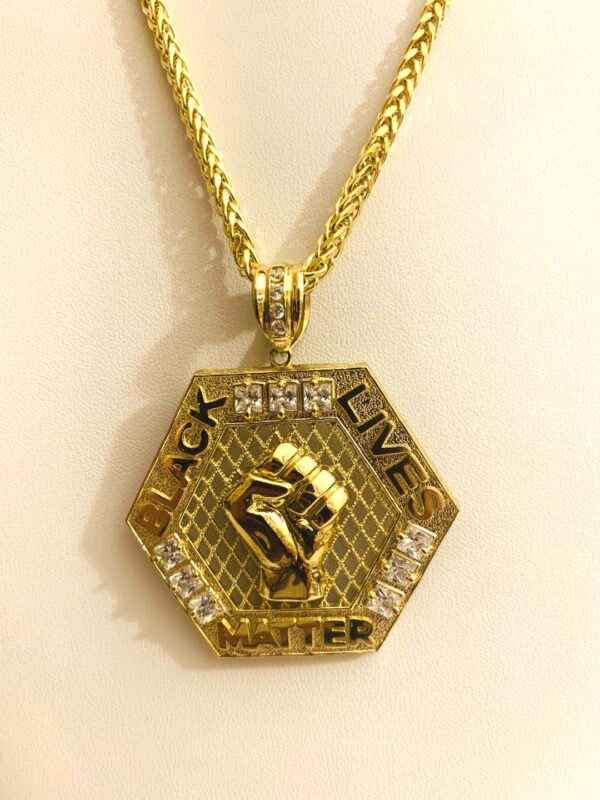 BLM pendant with Palm Tree chain. 4mm, 26" chain